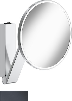 Зеркало косметическое Keuco iLook_move, с подсветкой, круглое, c выключателем, чёрный хром шлифованный 17612 139004