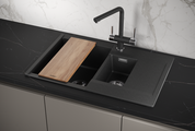 Кухонная мойка Granula Estetica ES-7808, 780x500, двойная, кварц, Чёрный 7808, ЧЁРНЫЙ