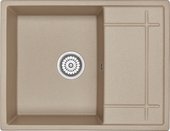 Кухонная мойка Granula 6501, 655x500, накладная, с крылом, кварц, Песок 6501, ПЕСОК