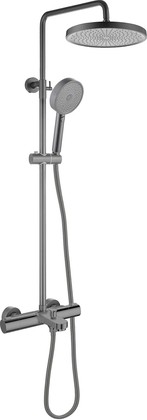 Душевая система Aquatek Вега 260, термостат для ванны, ручная лейка 3jet, оружейная сталь AQ2043BGM