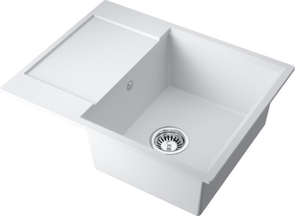 Кухонная мойка Omoikiri Daisen 65T-MA Tetogranit, с крылом, белый 4993514