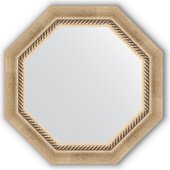 Зеркало Evoform Octagon 532x532 в багетной раме 70мм, состаренное серебро с плетением BY 3754