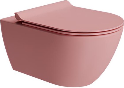 Унитаз подвесной GSI Pura 550, безободковый, Swirlflush, Blush opaco розовый матовый 8815FR224