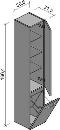 Шкаф-пенал для ванной Verona Solo, 306x1664, подвесной, с бельевой корзиной, LVS панели SL303(L/R)L