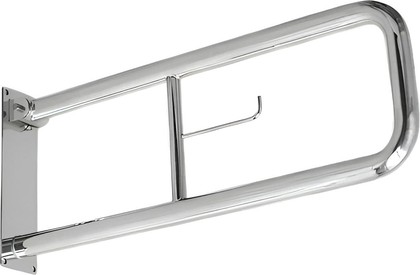Поручень настенный Aquatek 800x230, откидной с бумагодержателем, хром POR-0000005
