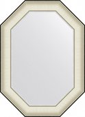 Зеркало Evoform Octagon 54x74, восьмиугольное, в багетной раме, белая кожа с хромом 78мм BY 7442