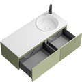 Тумба с умывальником Aqwella Боско Casso 1200 R/L, с двумя ящиками, фасад рамка+волна, шалфей зеленый BOS0112SH+BOS07RAM67SH+BOS07VOL52SH+CAS.12.04.R/L