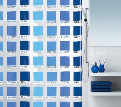 Штора для ванны 180x200см сине-голубая Spirella CUBIST 1015208