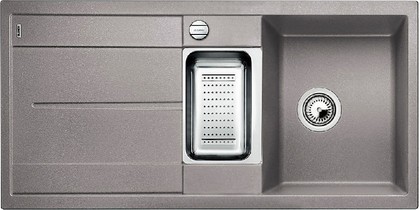 Кухонная мойка Blanco Metra 6S-F, с крылом, с клапаном-автоматом, коландером, гранит, алюметаллик 519114