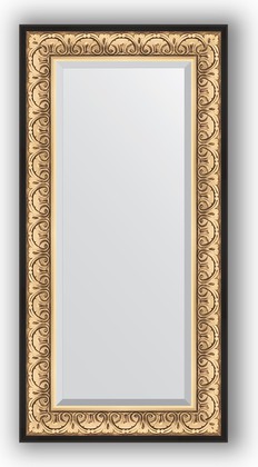 Зеркало Evoform Exclusive 600x1200 с фацетом, в багетной раме 106мм, барокко золото BY 1251