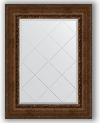 Зеркало Evoform Exclusive-G 720x950 с гравировкой, в багетной раме 120мм, состаренная бронза с орнаментом BY 4128