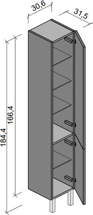 Шкаф-пенал для ванной Verona Solo, 300x1844, напольный, две дверки, LVS панели SL312(L/R)L
