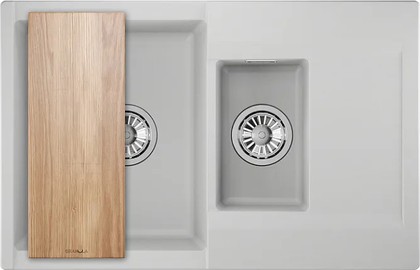 Кухонная мойка Granula Estetica ES-7808, 780x500, двойная, кварц, Арктик 7808, АРКТИК