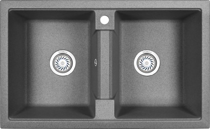 Кухонная мойка Granula 8101, 810x500, накладная, двойная, кварц, Графит 8101, ГРАФИТ