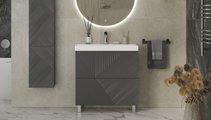 Тумба с раковиной Velvex Edge 800-0-2 (9696) напольная, графит tn.EDG.9696.80.2Y графит + 9696-80