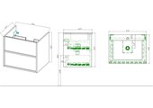 Тумба с раковиной Aquatek Либра 600, подвесная, 2 выдвижных ящика push-to-open, фасад шалфей зелёный, корпус дуб давос AQ66060-DO-GS