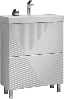 Тумба с раковиной Velvex Edge 600-0-2 (9696) напольная, белый глянец tn.EDG.9696.60.2Y белый глянец + 9696-60