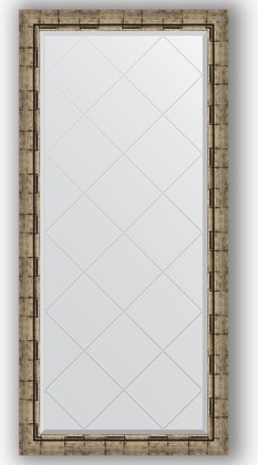 Зеркало Evoform Exclusive-G 730x1550 с гравировкой, в багетной раме 73мм, серебряный бамбук BY 4265