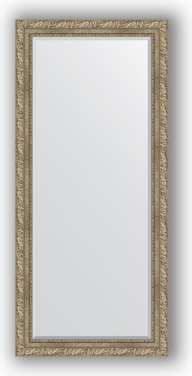 Зеркало Evoform Exclusive 750x1650 с фацетом, в багетной раме 85мм, виньетка античное серебро BY 3591