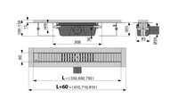 Душевой лоток Alcaplast Smart, 750мм, с порогами, с решёткой Line, нержавеющая сталь APZ1SMART-LINE-750
