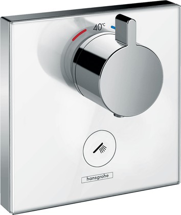 Термостат для душа Hansgrohe ShowerSelect Glass Highflow, внешняя часть, белый-хром 15735400