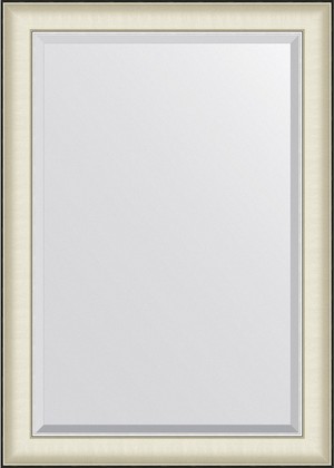Зеркало Evoform Exclusive 74x104, с фацетом, в багетной раме, белая кожа с хромом 78мм BY 7452
