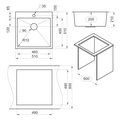 Кухонная мойка Granula 5151, 510x510, накладная, нержавеющая сталь, Графит матовый 5151, ГРАФИТ МАТОВЫЙ