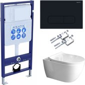 Унитаз с инсталляцией Aquatek Поларис AQ0700-01, крепёж 02, сиденье soft-close, панель 017 SET AQUATEK ПОЛАРИС-01-017 4в1