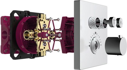Термостат для душа AQUAme, встраиваемый, 2 потребителя, квадратный, хром AQM8801CR