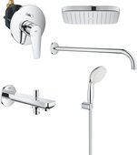 Душевая система для ванны Grohe BauEdge, смеситель, излив, верхний душ, ручной душ, хром 110500A