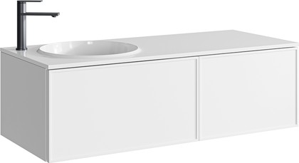 Тумба с умывальником Aqwella Боско Casso 1200 R/L, с двумя ящиками, фасад рамка, белый BOS0112WM+BOS07RAM67WM+BOS07RAM52WM+CAS.12.04.R/L