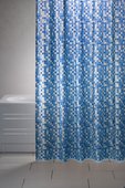 Штора для ванны 180x200см синяя с кольцами 12шт Grund Mosaico 2179.98.1018