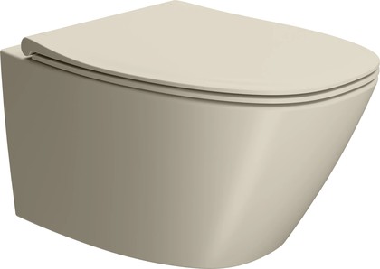 Унитаз подвесной GSI Modo+ 540x370, Swirlflush 2.0, с креплением, Creta matt бежевый матовый 8415FR208
