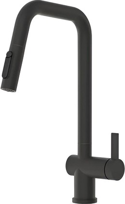 Смеситель кухонный Granula Kitchen Space KS-7273, выдвижной излив 2jet, подключение к фильтру питьевой воды, Чёрный матовый 7273, ЧЕРНЫЙ МАТОВЫЙ
