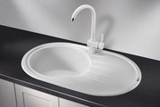 Кухонная мойка Granula Standart 7601, 760x500, овальная, кварц, Белый 7601, БЕЛЫЙ
