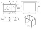 Кухонная мойка Granula Kitchen Space KS-7302, 730x510 двойная, накладная, кварц, Шварц (чёрный металлик) 7302, ШВАРЦ