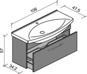 Тумба с раковиной Verona Solo 105, подвесная, один ящик, глянцевая эмаль SL106G