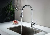 Смеситель для кухни Aquatek Лугано, вытяжной излив 2jet, хром AQ1784CR