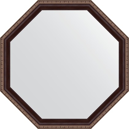 Зеркало Evoform Octagon 640x640 в багетной раме 50мм, махагон с орнаментом BY 7397