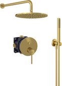 Душевая система Kludi Bozz Push&Switch, 7в1, встроенный смеситель, брашированное золото 38658N076