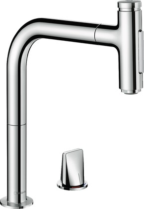 Кухонный смеситель Hansgrohe Metris Select M71 200, на 2 отверстия, вытяжной душ 2jet, хром 73819000