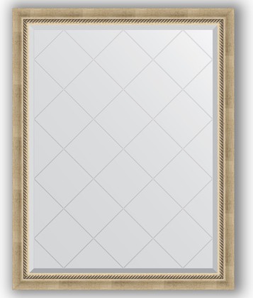 Зеркало Evoform Exclusive-G 930x1180 с фацетом и гравировкой, в багетной раме 70мм, состаренное серебро с плетением BY 4347