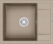 Кухонная мойка Granula 6002, 600x500, накладная, с крылом, кварц, Песок 6002, ПЕСОК