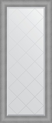 Зеркало Evoform Exclusive-G 670x1570 с фацетом и гравировкой в багетной раме 88мм, серебряная кольчуга BY 4544