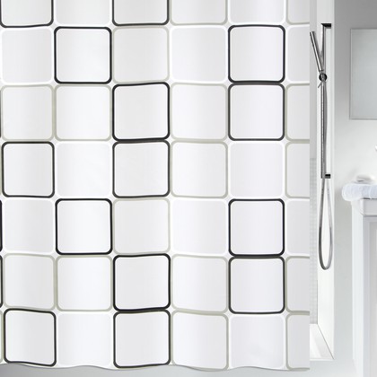 Штора для ванной Spirella Frame, 180x200см, полиэтилен, чёрно-белый 1001942