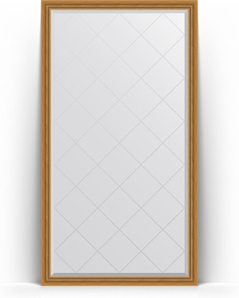 Зеркало Evoform Exclusive-G Floor 1080x1980 пристенное напольное, с гравировкой, в багетной раме 70мм, состаренное золото с плетением BY 6341