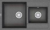 Кухонная мойка Granula 8201, 820x500, накладная, двойная, кварц,Графит 8201, ГРАФИТ