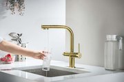 Смеситель для кухни Aquatek Европа с подключением к фильтру питьевой воды, шлифованное золото AQ1385BG