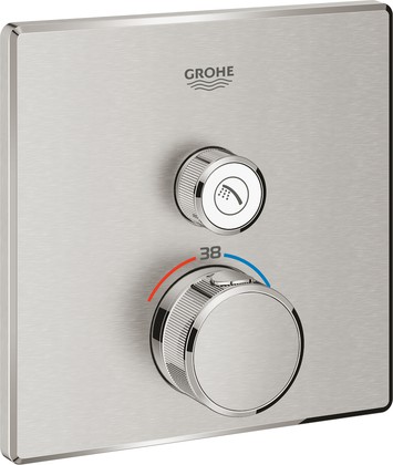 Термостат для душа Grohe Grohtherm SmartContro квадратный, 1 потребитель, суперсталь 29123DC0