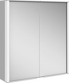 Зеркальный шкаф Keuco Royal Match, 65x70см, с подсветкой, 2 дверцы, алюминий серебристый 12801 171301
